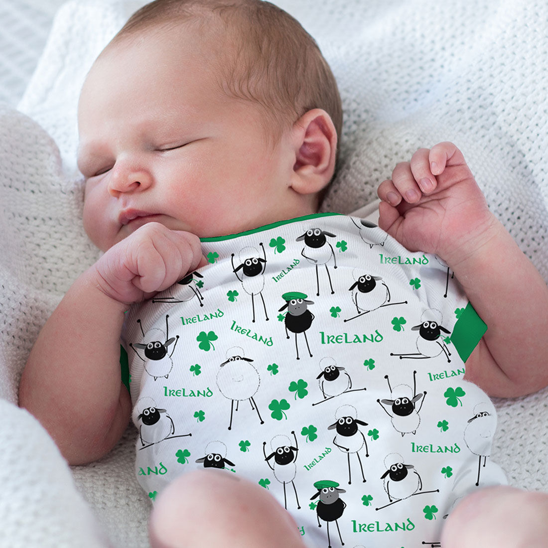 Baby Vest With Small Sheep & Shamrock Design