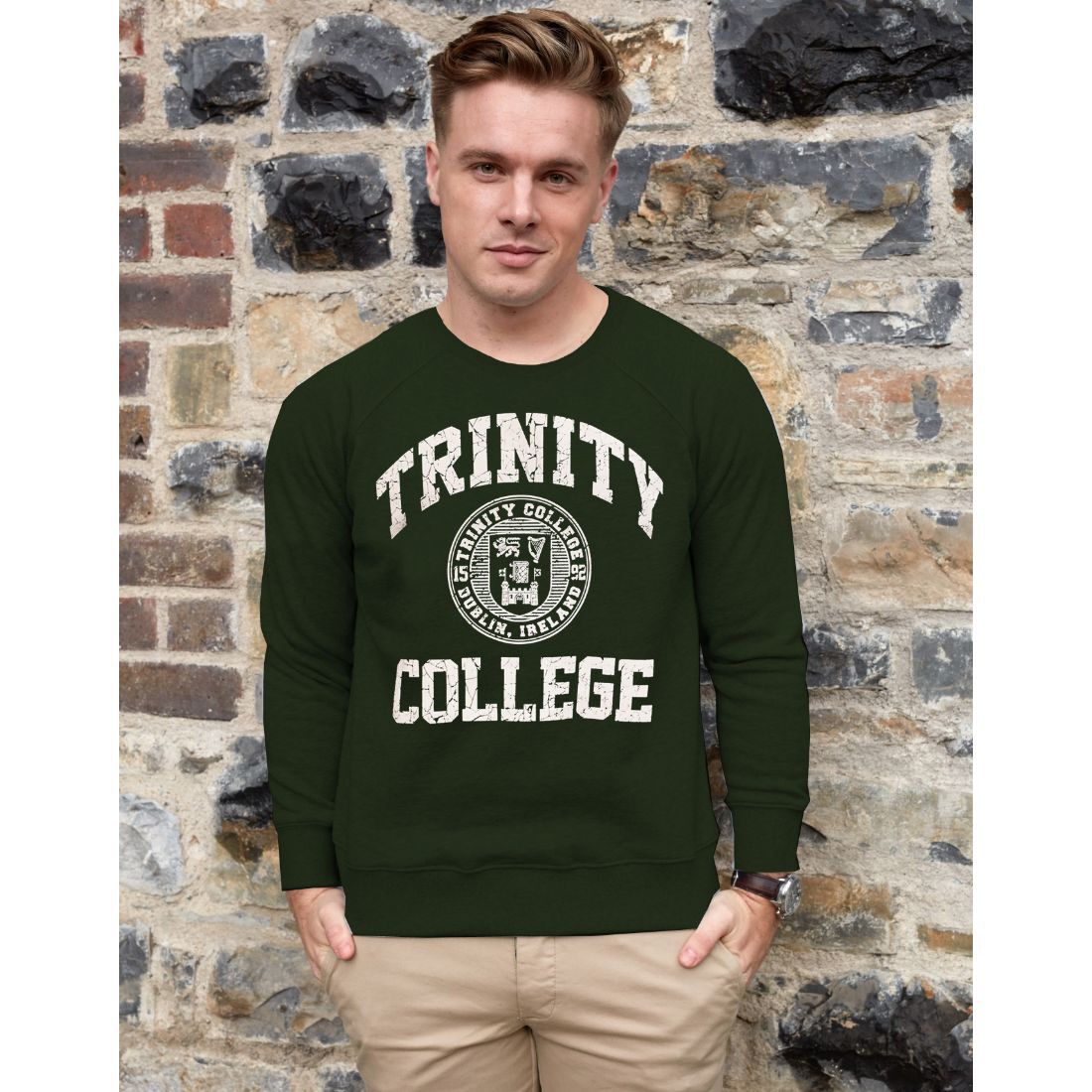 Men's Trinity College Ireland Bottle Green Sweater