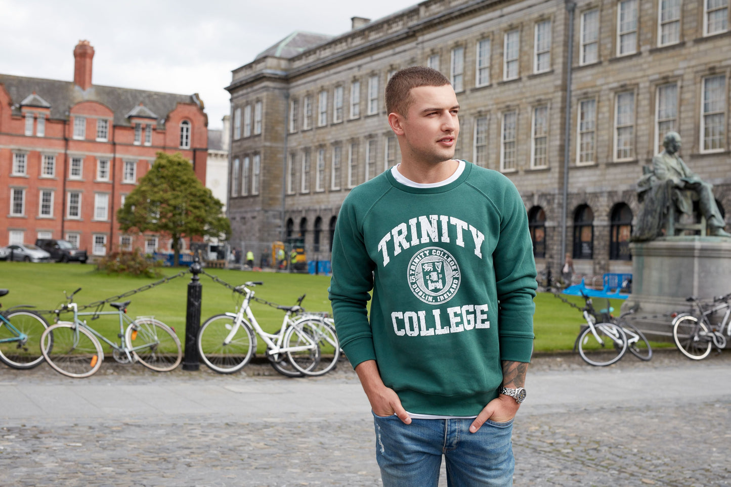 Men's Trinity College Ireland Bottle Green Sweater