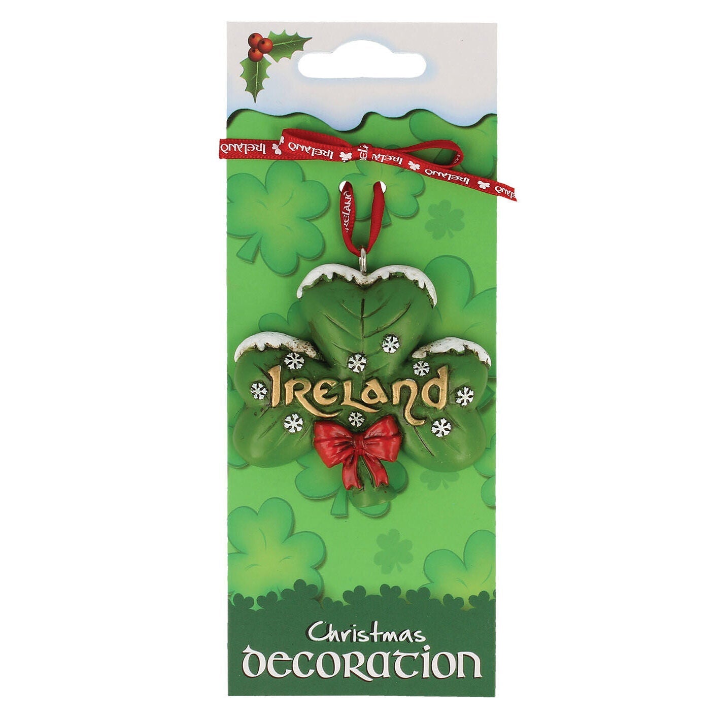Irish Resin Hanging Decoration With Shamrock & Snow Flake Design