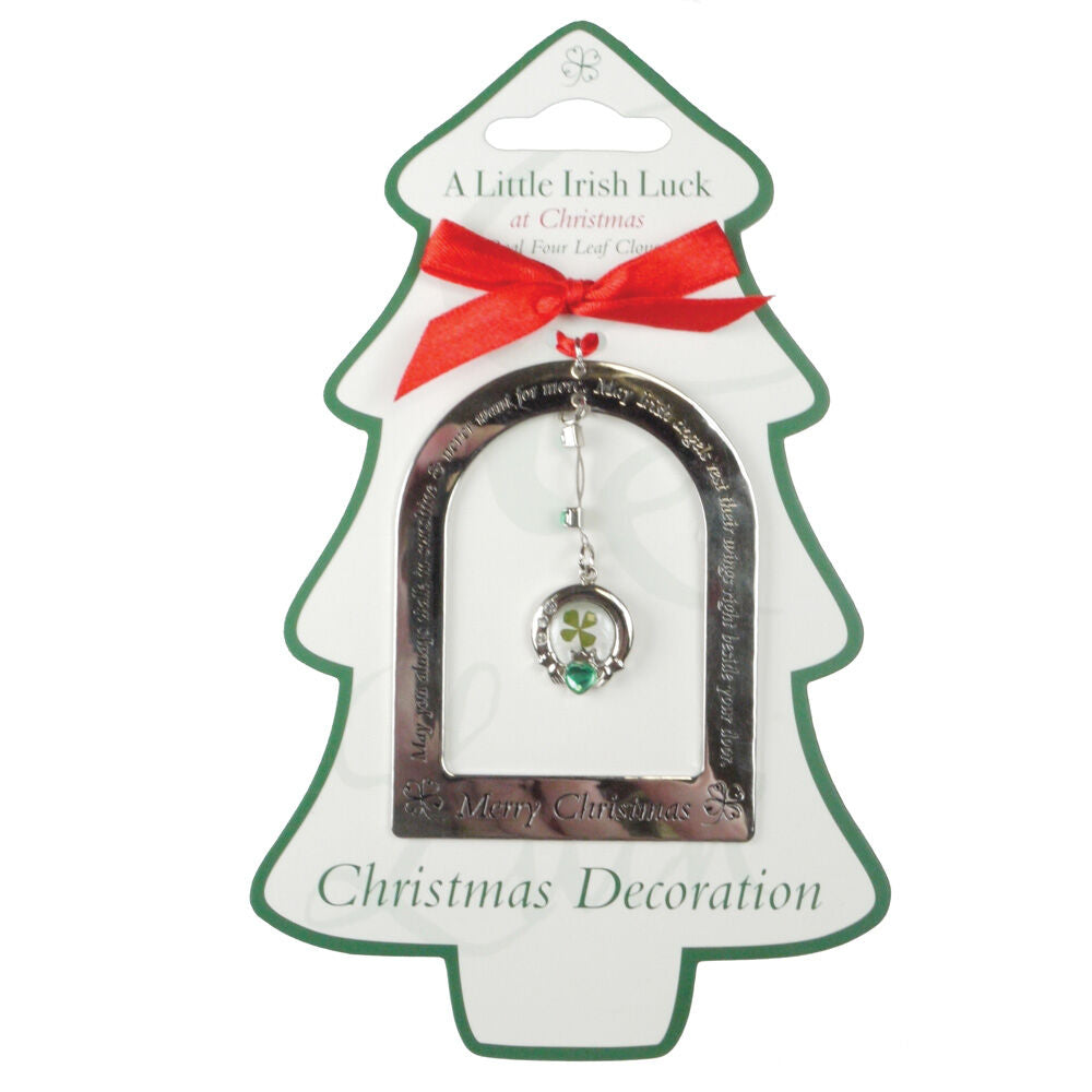 Four Leaf Clover Claddagh Style Christmas Decoration