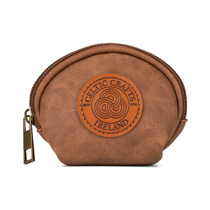 Celtic Crafts Ireland Round Brown Coin Purse