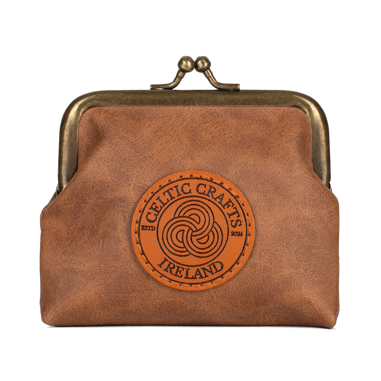 Celtic Crafts Ireland Brown Leather Clasp Coin Purse