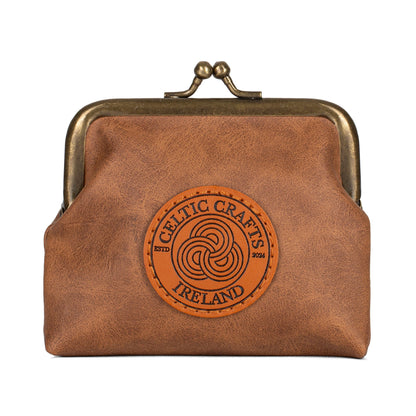 Celtic Crafts Ireland Brown Leather Clasp Coin Purse