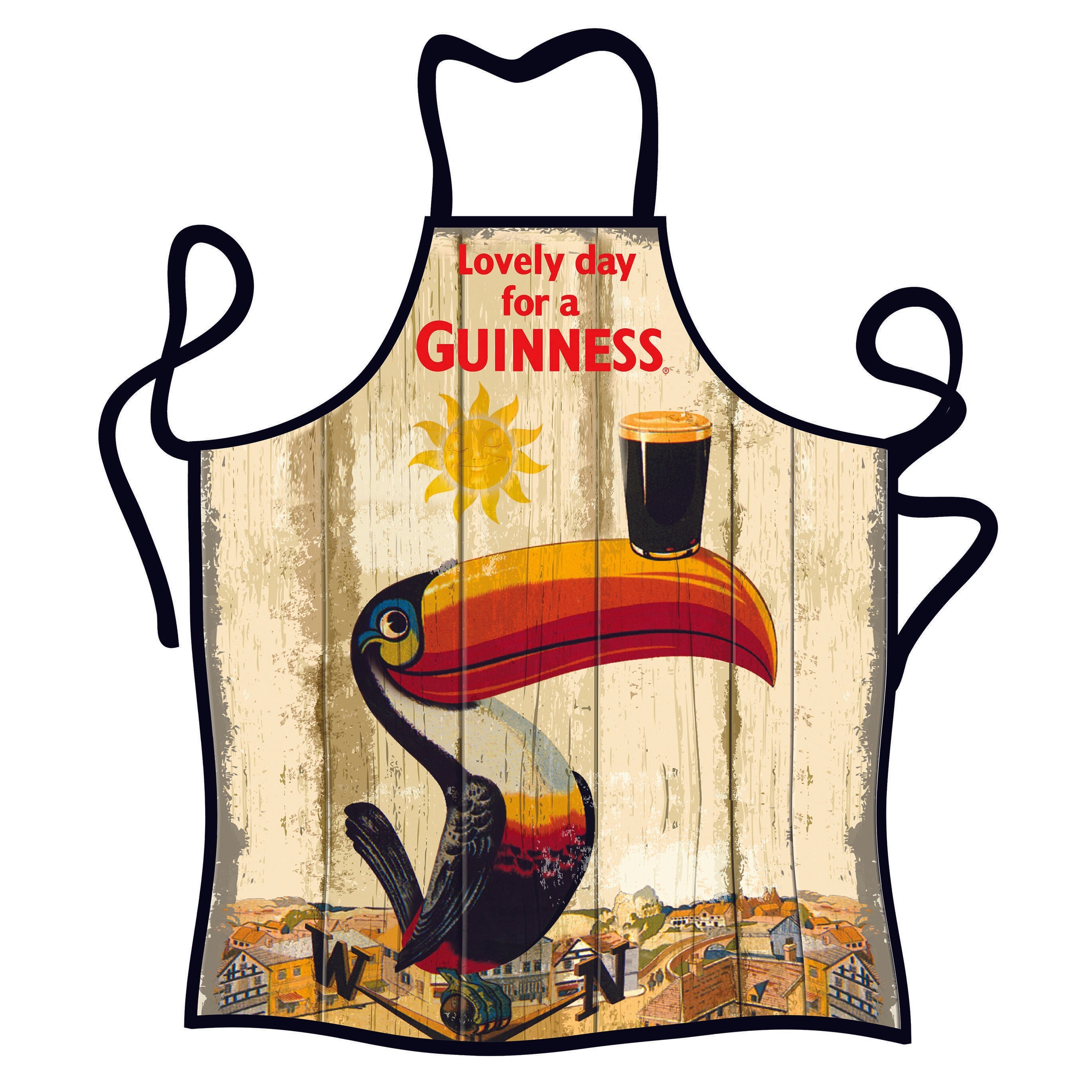 Guinness Toucan 100% Cotton Apron Creamy With Red Trim