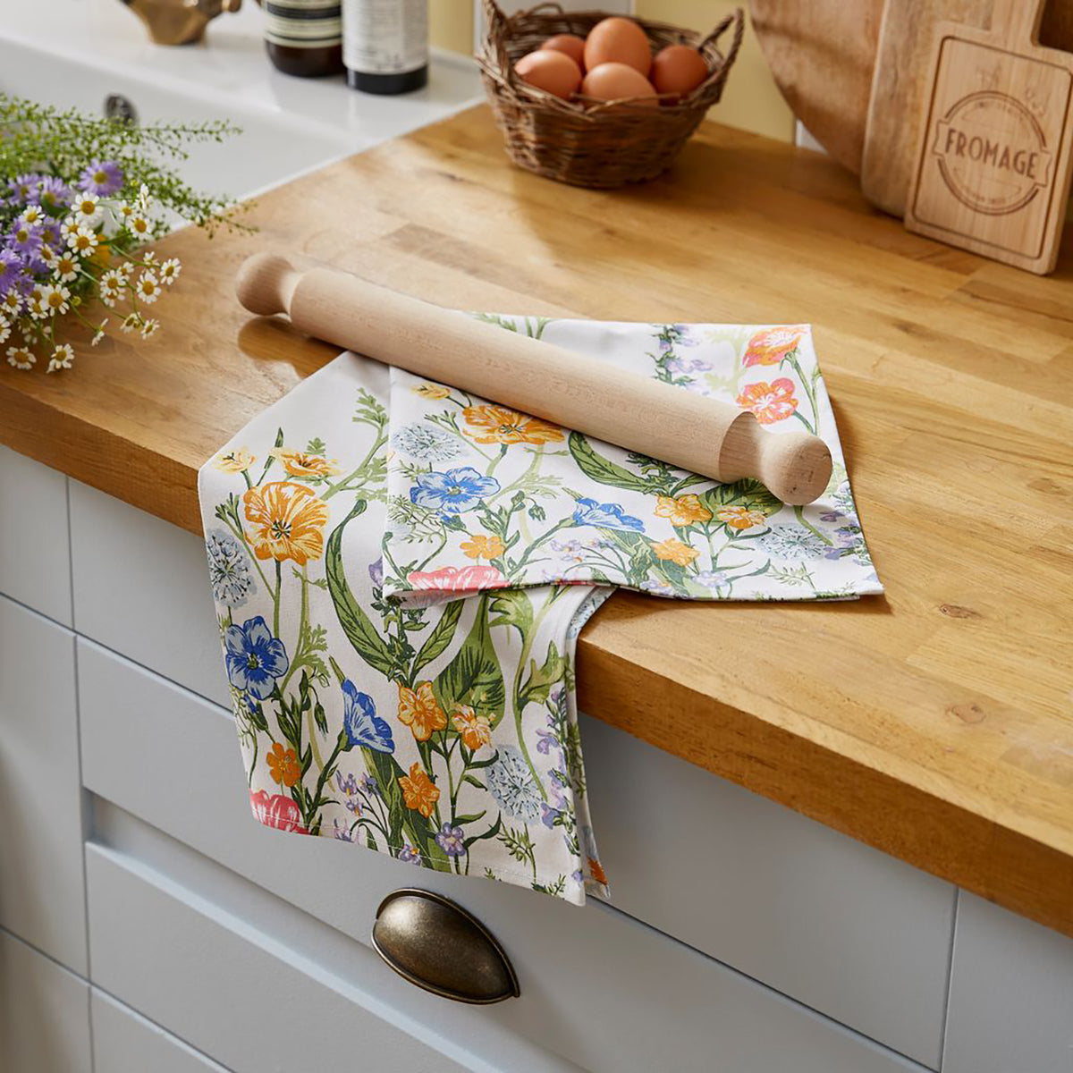 Cottage Garden Cotton Tea Towel
