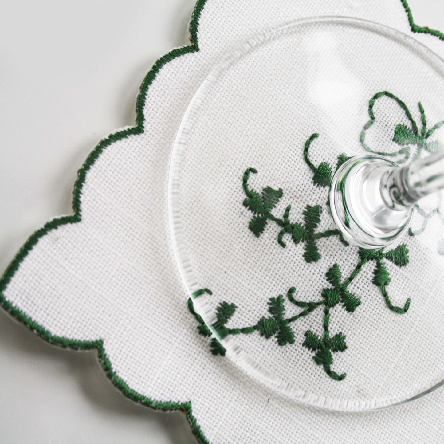 Celtic Weavers Kinsale Shamrock Embroidered 4” Square Mats 4-pack