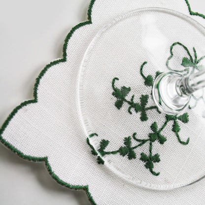 Celtic Weavers Kinsale Shamrock Embroidered 4” Square Mats 4-pack