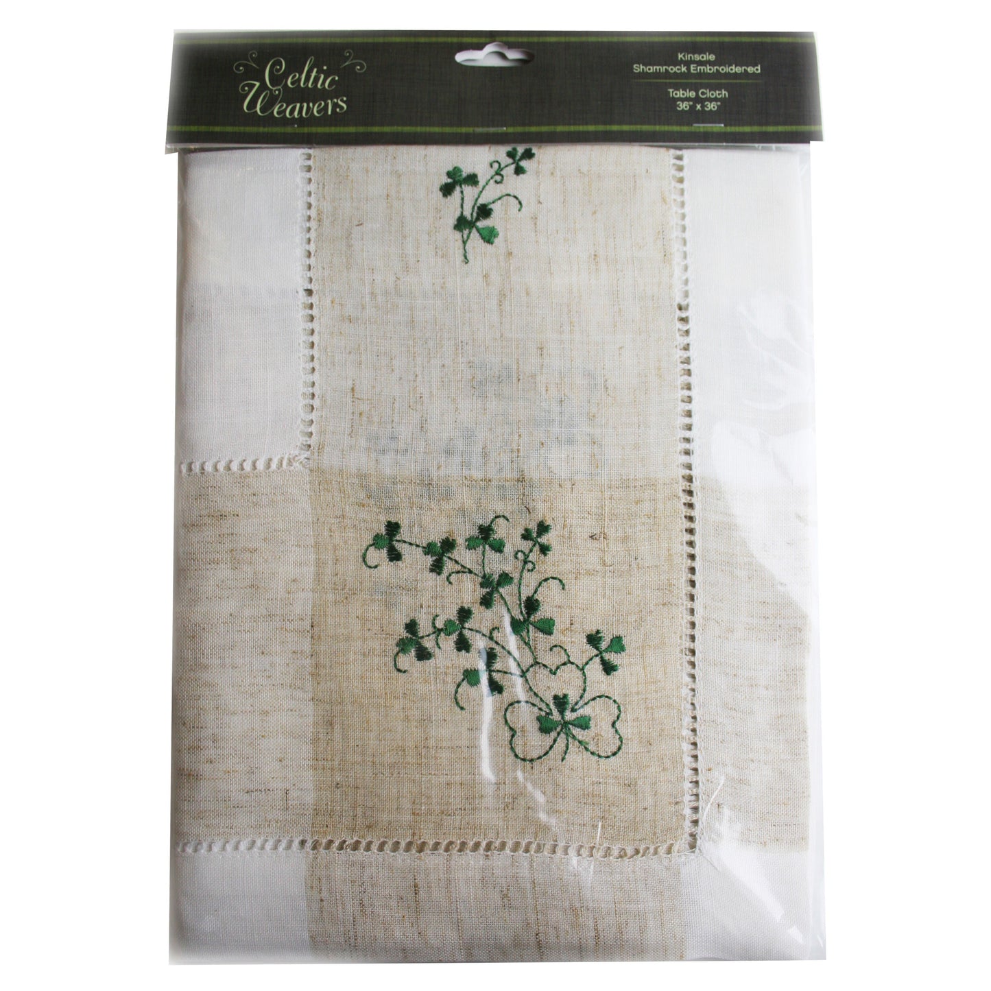Pure Cotton Natural Tablecloth Designed With Shamrock Crochet 36” X 36”