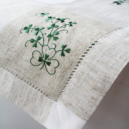 Pure Cotton Natural Tablecloth Designed With Shamrock Crochet 36” X 36”