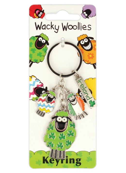 Wacky Woolies sheep charm keyring featuring several colorful sheep charms