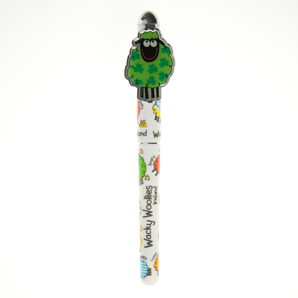 White Gel Pen With Multicolored Wacky Woolies Sheep 1cm Long & Black Ink