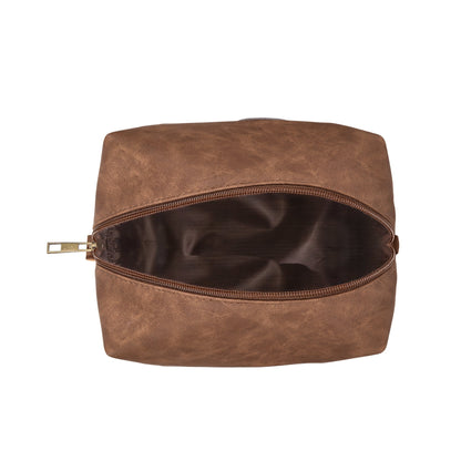 Celtic Crafts Ireland Brown Leather Square Wash Bag