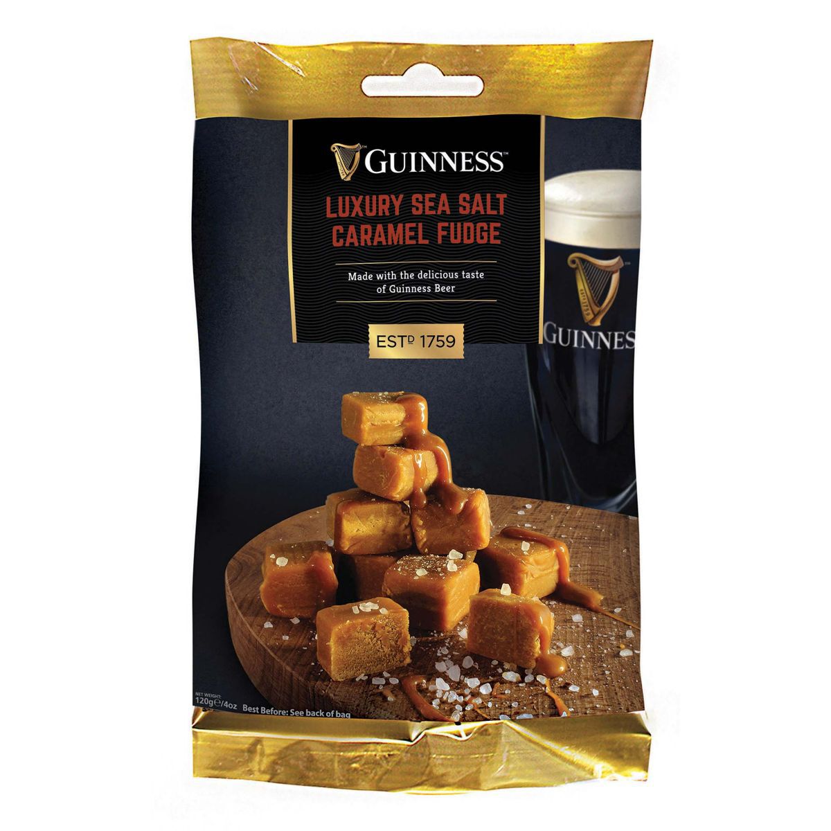 Guinness Luxury Sea Salt Caramel Fudge Bag 120g