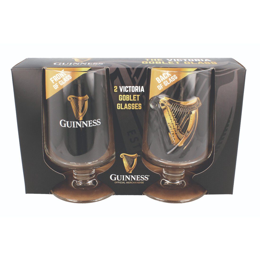Guinness Embossed Victoria 2 Pack Goblet Stem Glass