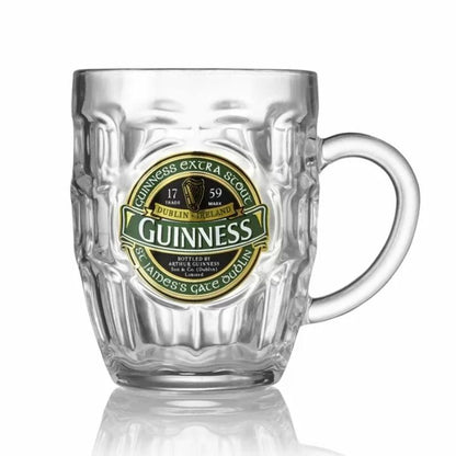 Dimpled Glass Tankard With St. James Gate Label Guinness Ireland Collection