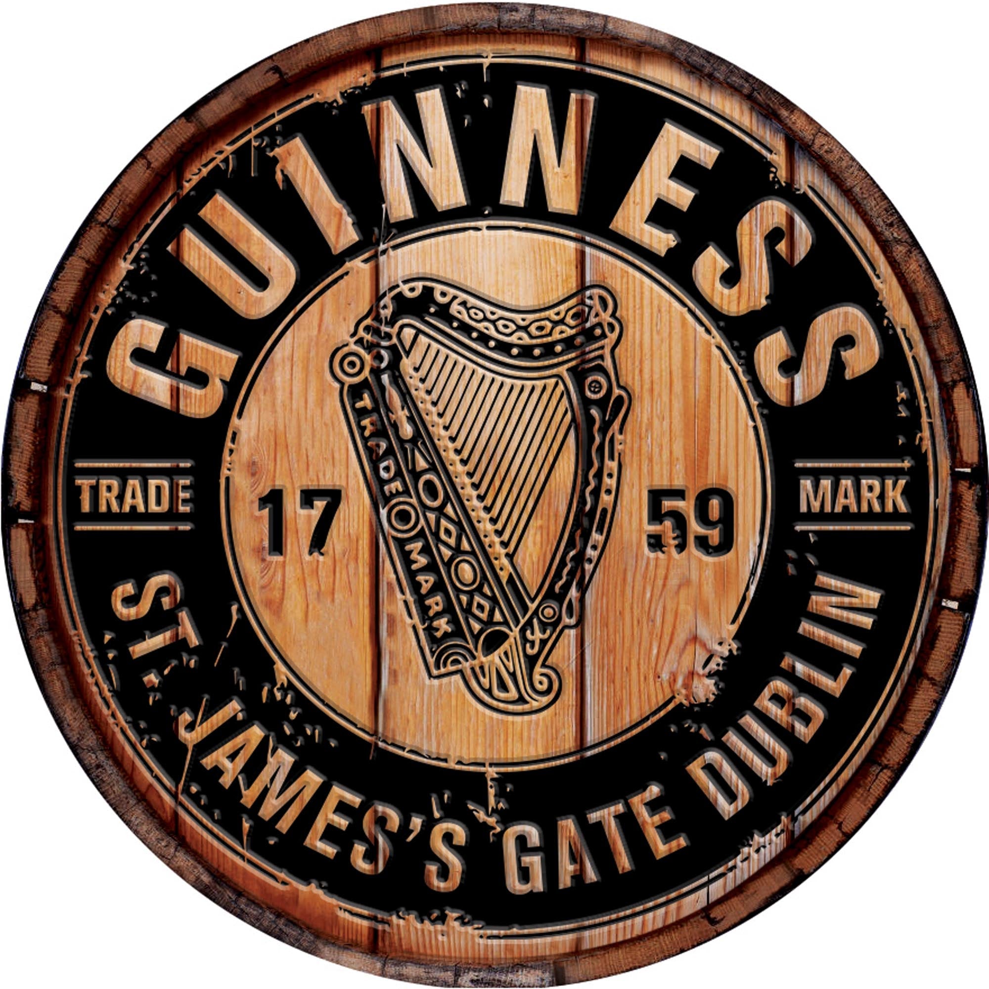 Guinness Wooden Sign Bottle Top Round Coaster