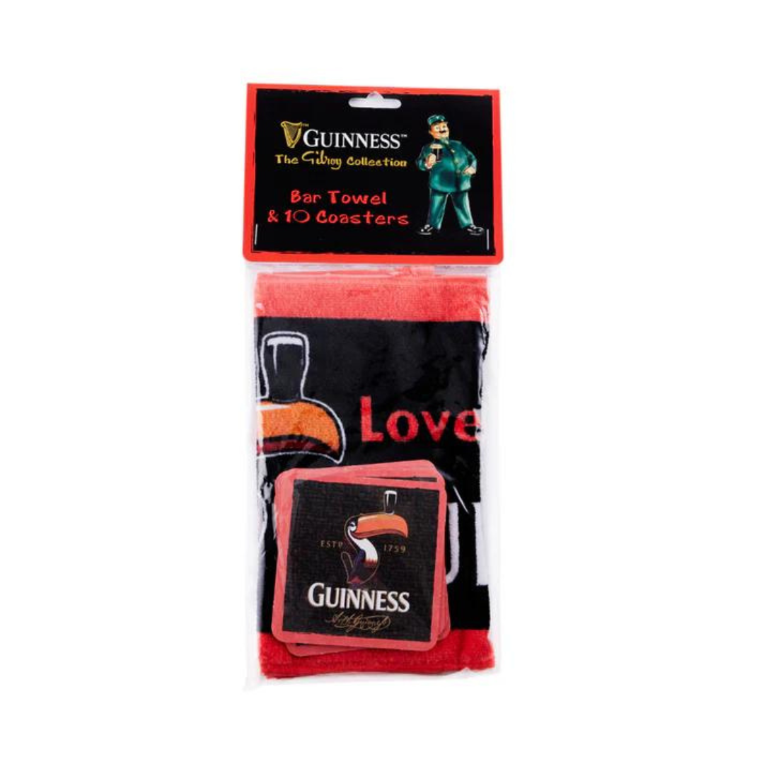 Guinness Gilroy Bar Towel & Coaster Set 