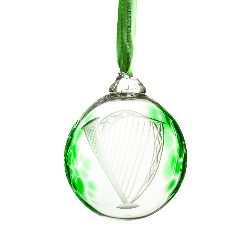 Hand Etched Irish Harp Bauble