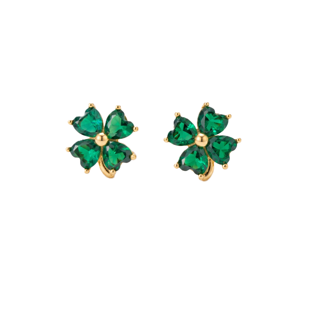 Clover Green Four Stone Gold Vermeil Earrings 