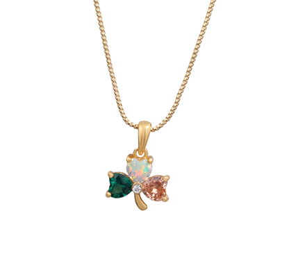 Shamrock Tricolour Three Stone Gold Vermeil Pendant