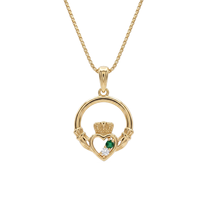 Claddagh Two Stone Gold Vermeil Pendant