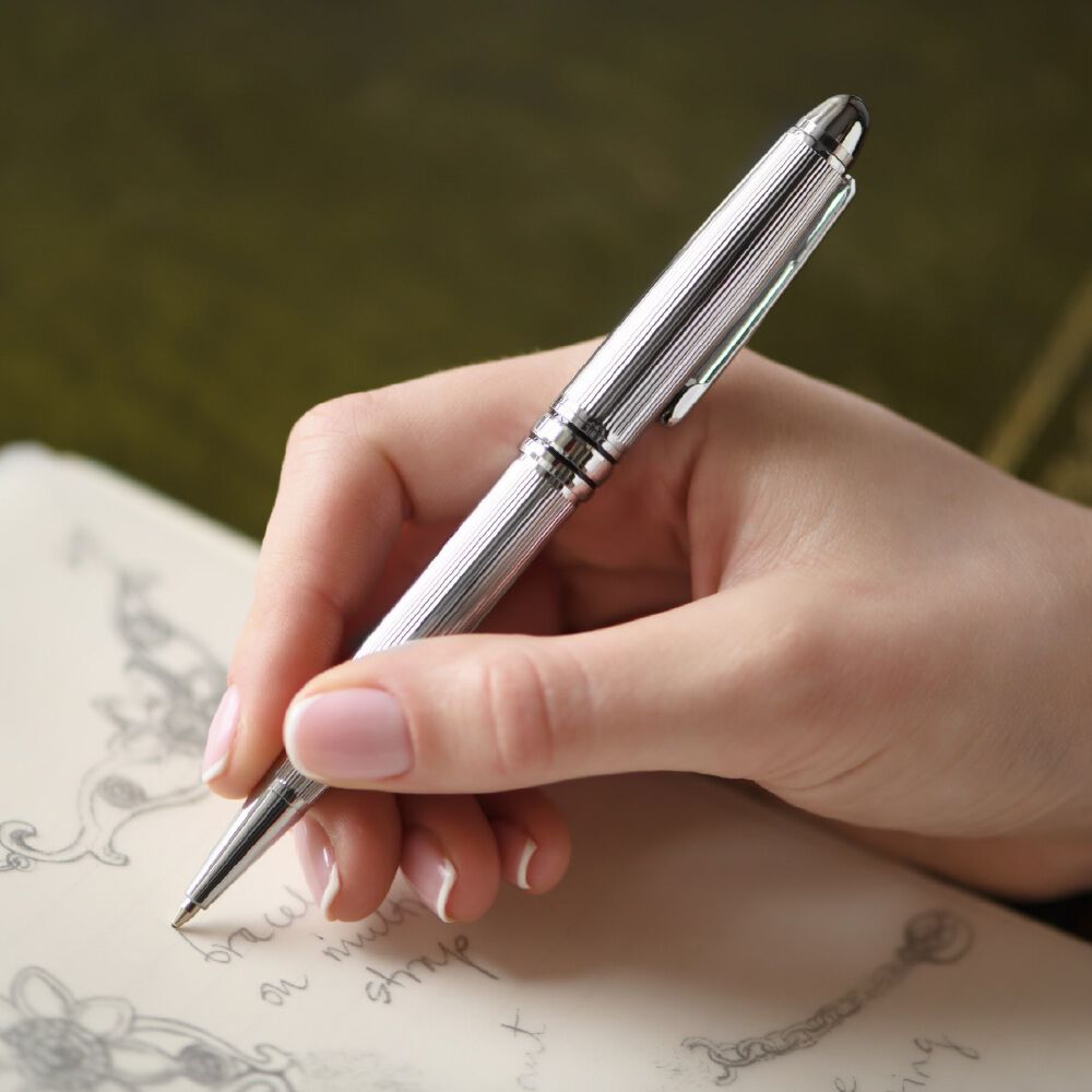 Ribbed Top Ball Point Pen