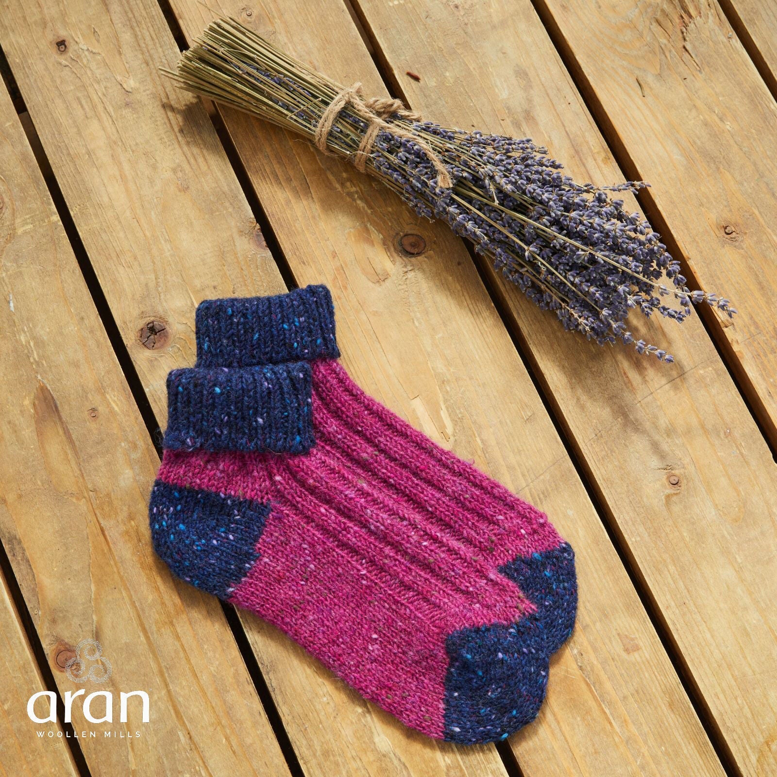 Adults Turn Down Ankle Sock Pink & Blue