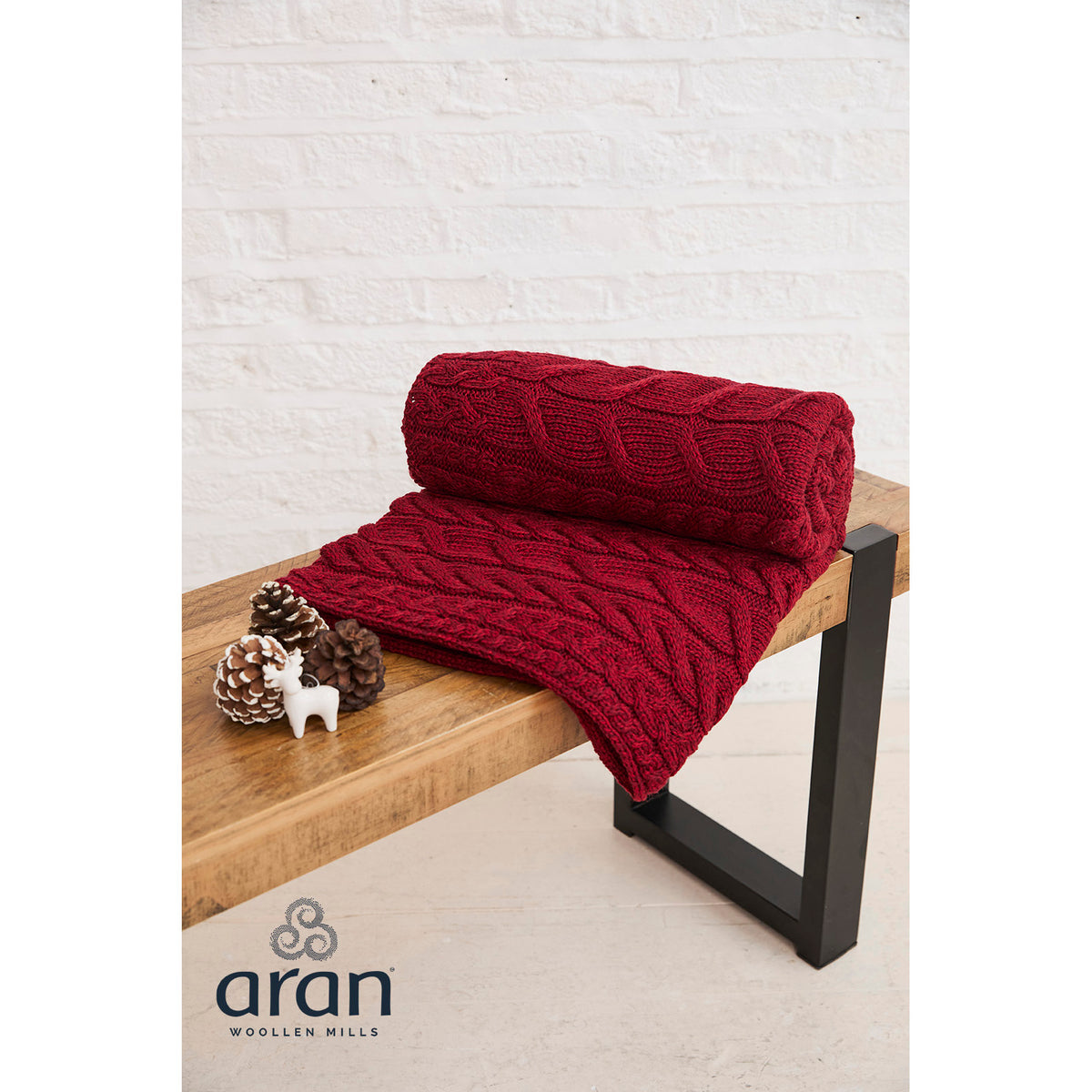 Rua Red Aran Cable Throw