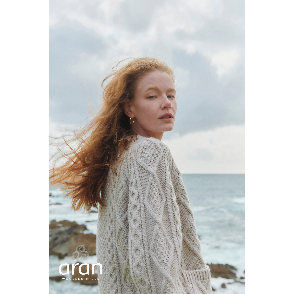 Women's Oat Handknit Aran Lumber Cardigan