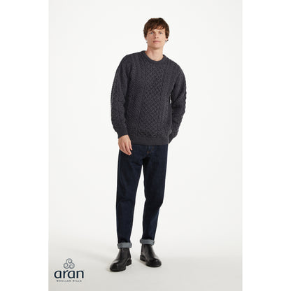 Unisex Charcoal Traditional Aran Sweater