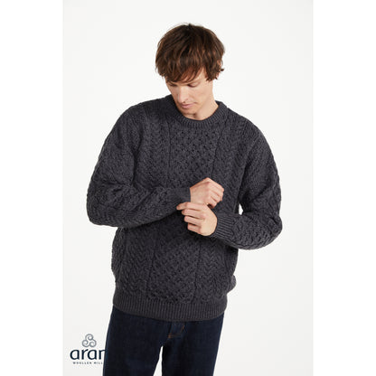 Unisex Charcoal Traditional Aran Sweater