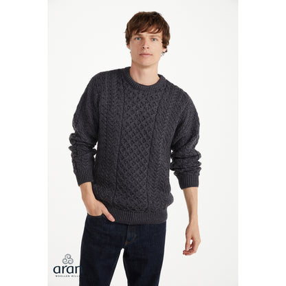 Unisex Charcoal Traditional Aran Sweater
