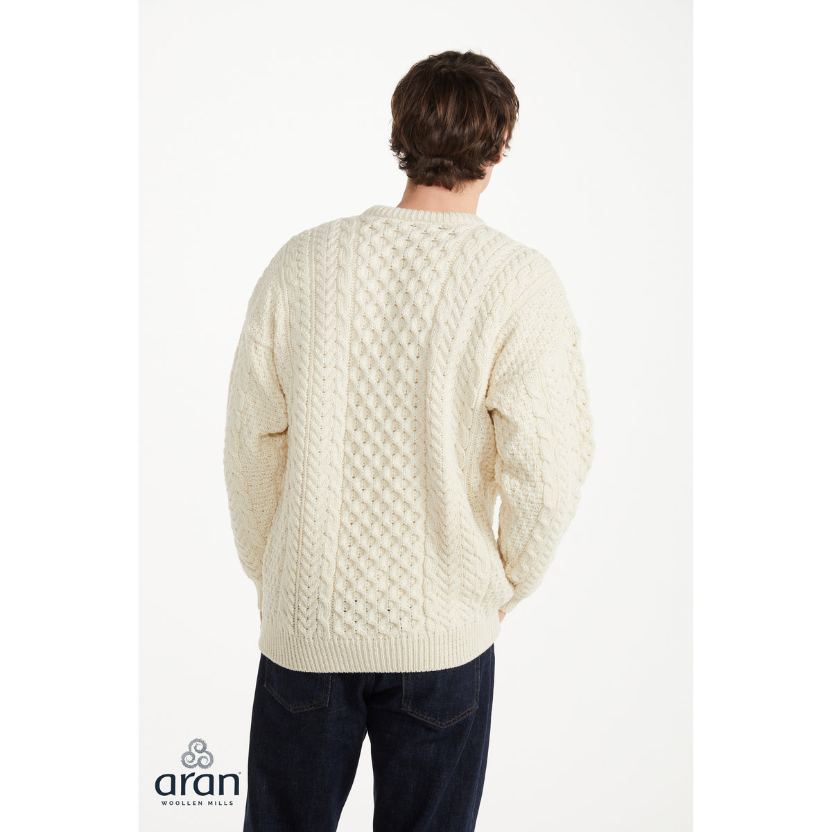Unisex Cream Traditional Aran Sweater
