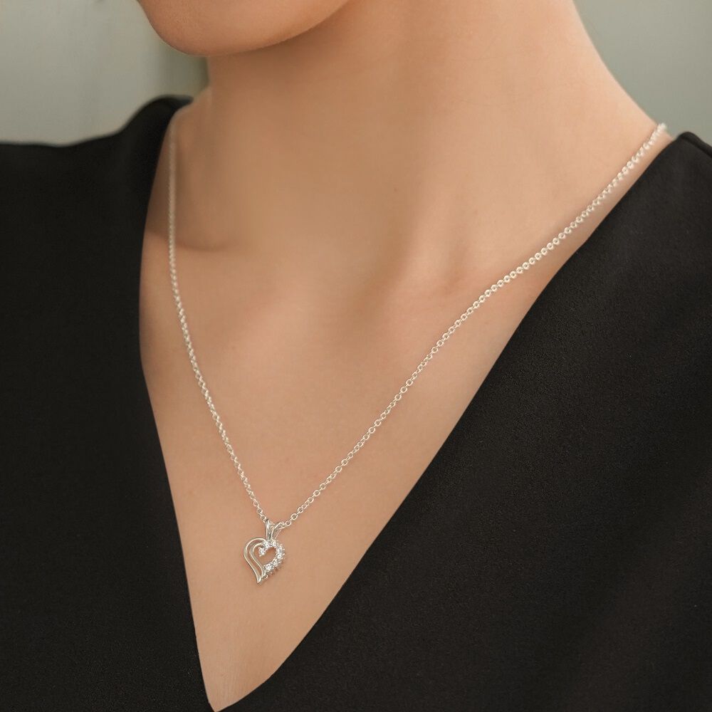 Newbridge Silverware Double Heart Necklace Clear 