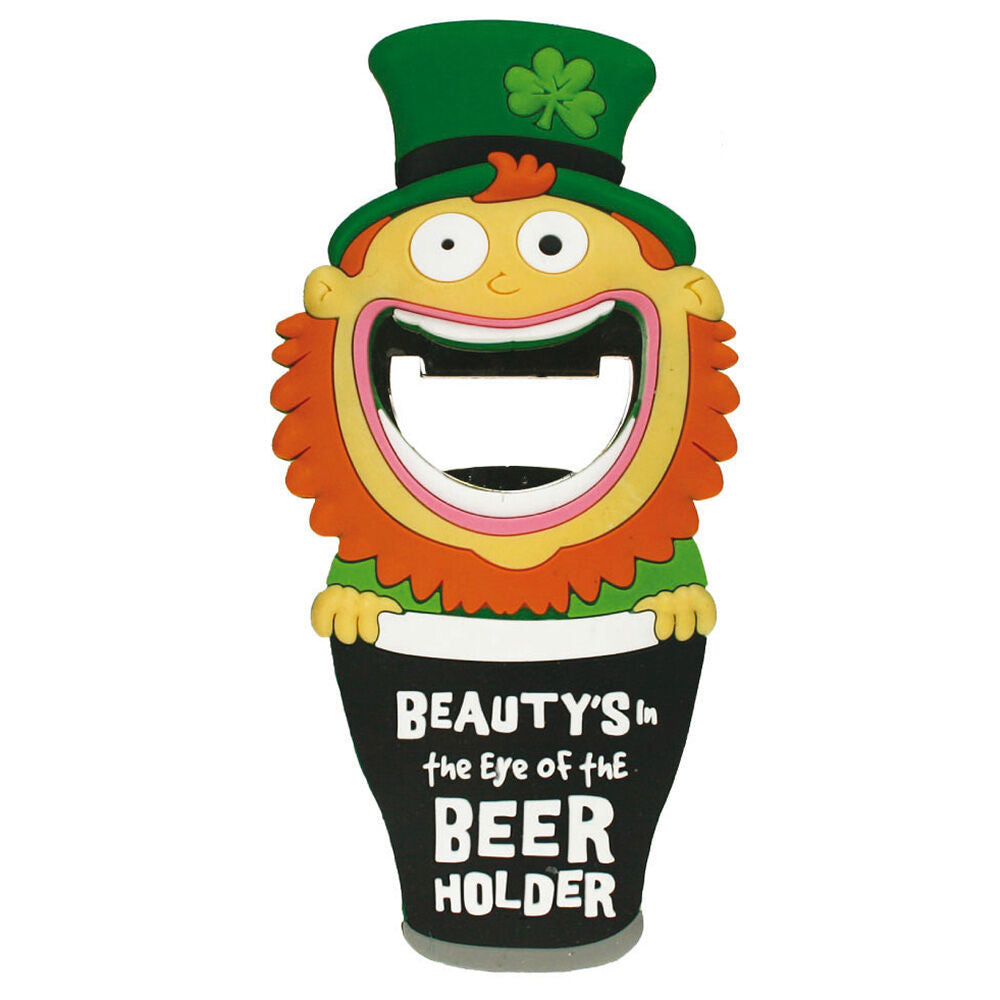 Pvc Magnet With Leprechaun In Pint & Bottle Opener