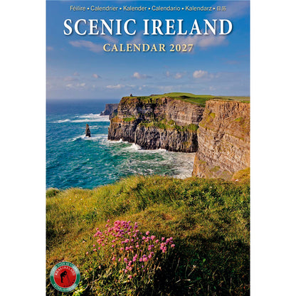 Cover of Scenic Ireland Slim Calendar 2027 with coastal cliffs and blue sky