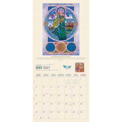 May 2027 Ireland page with a goddess in a circular frame and calendar grid beneath.