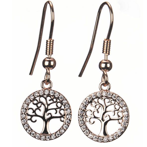 Rose Gold Tree Of Life Earrings