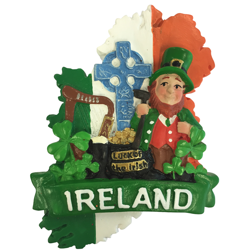 Map Of Ireland Tri Magnet With Icons Of Ireland