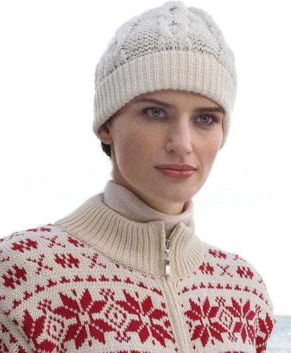 Merino Wool Honeycomb Hat Natural White
