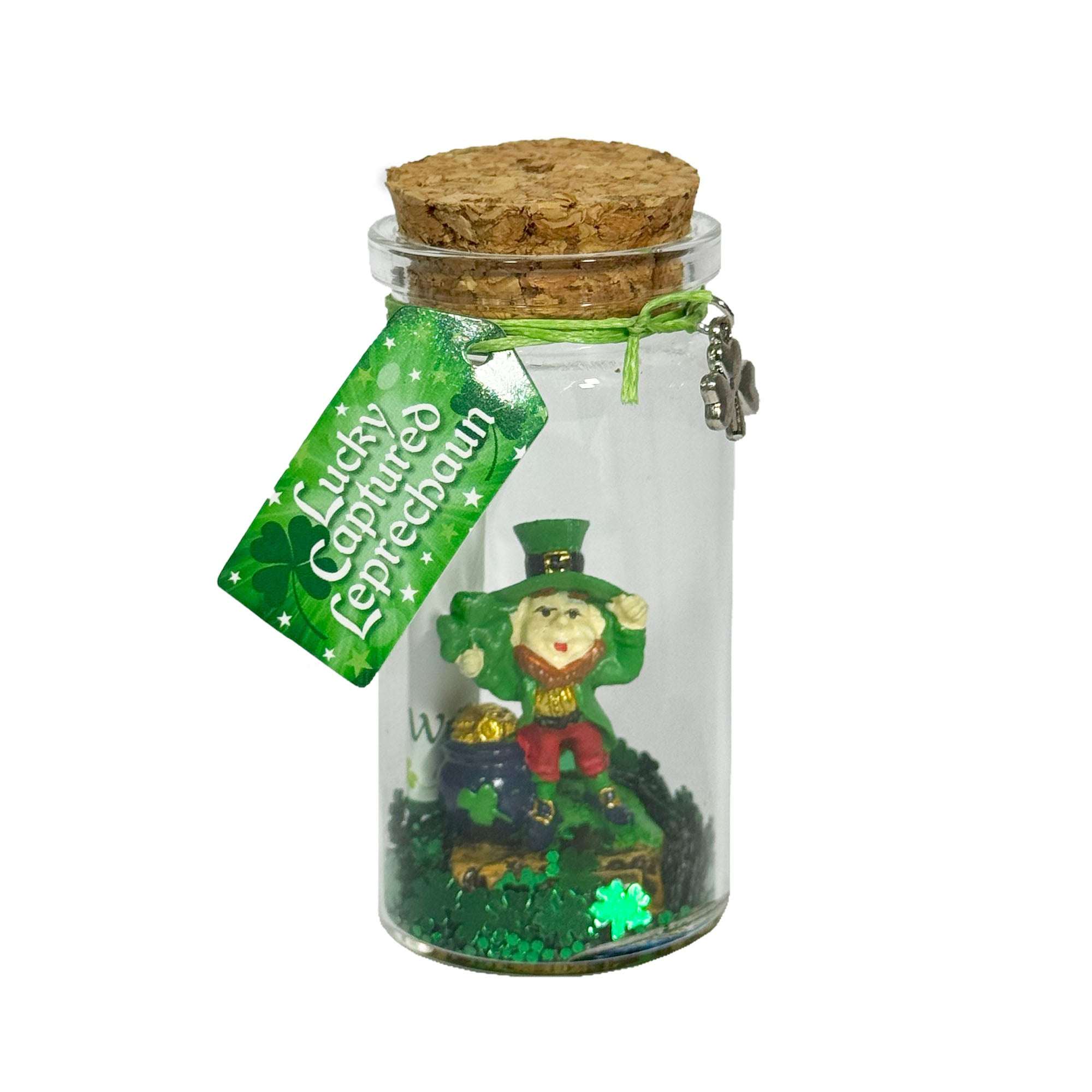 Four Leaf Clover Leprechaun Wishing Jar