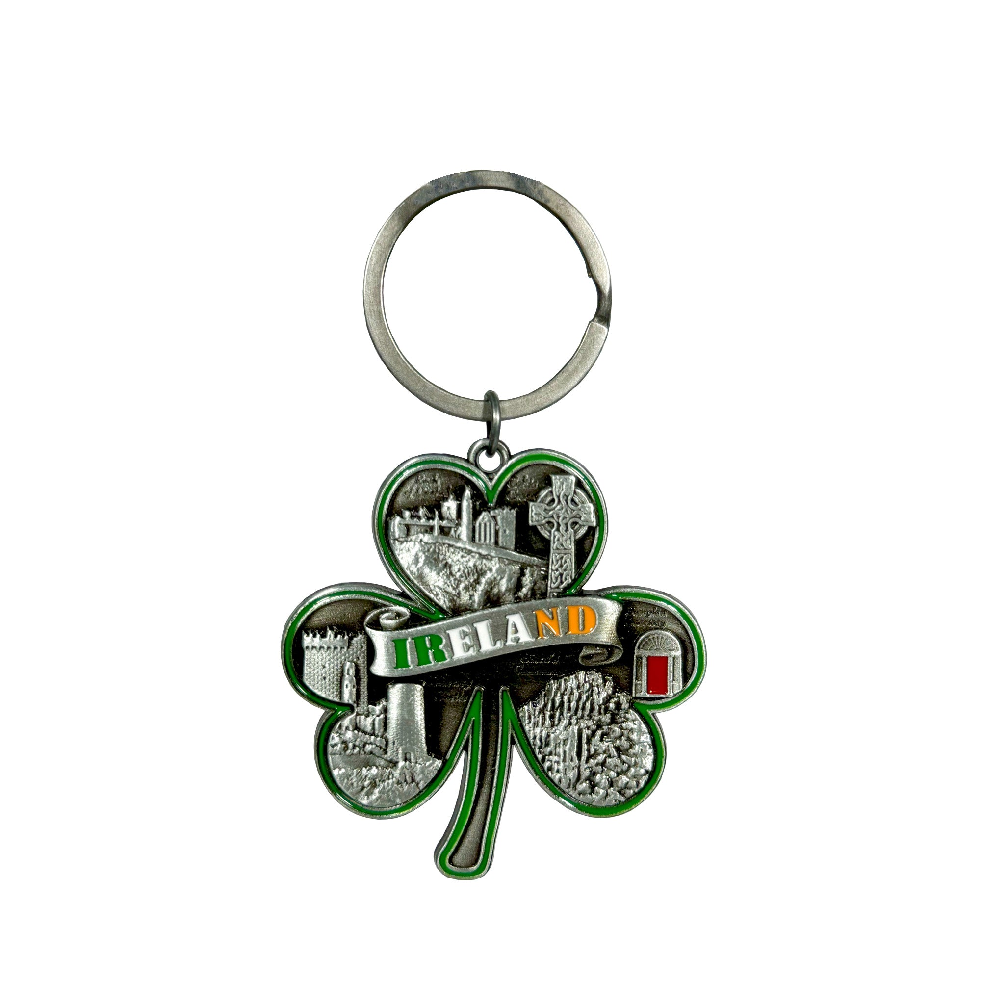 Ireland Shamrock Shaped Metal Keyring