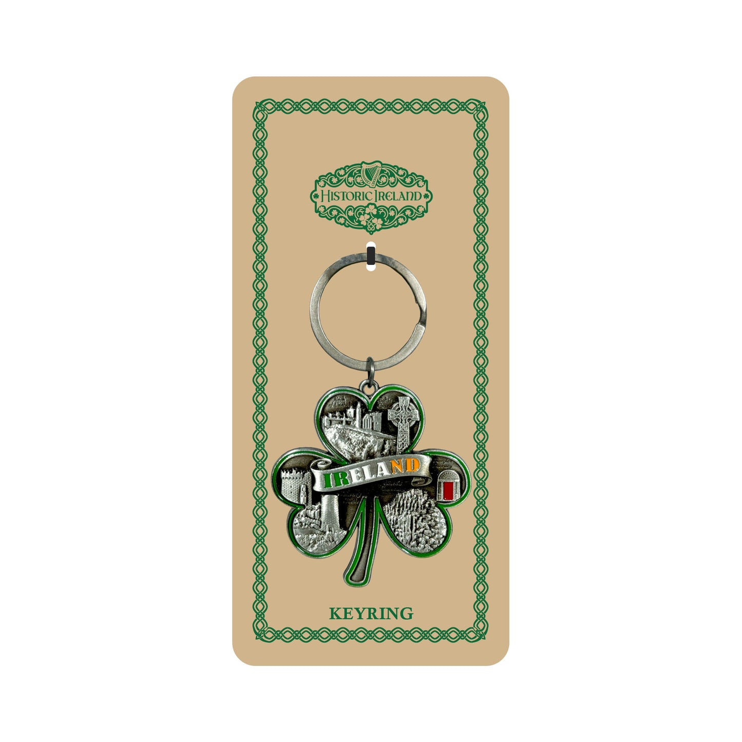Ireland Shamrock Shaped Metal Keyring