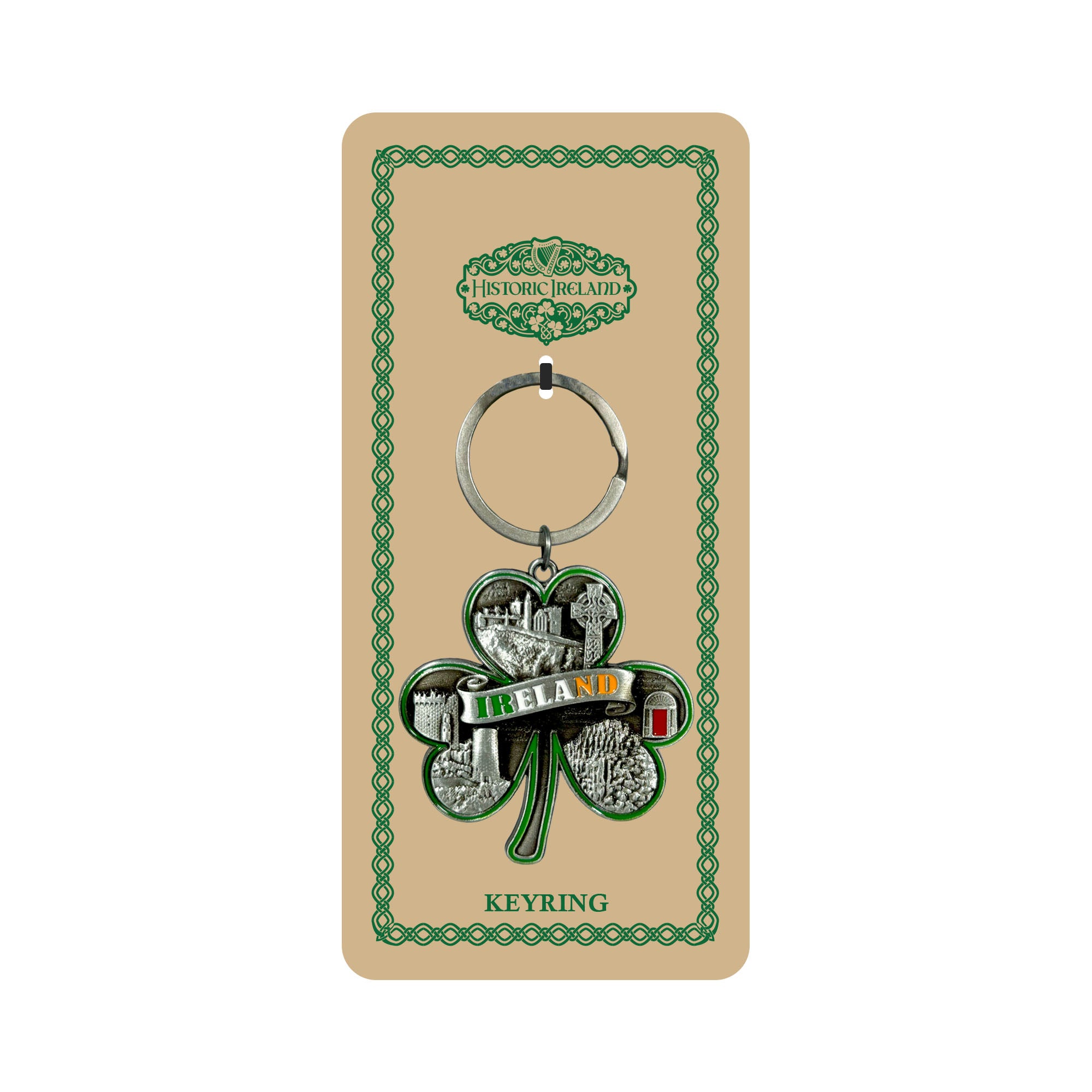 Ireland Shamrock Shaped Metal Keyring 