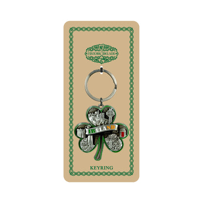 Ireland Shamrock Shaped Metal Keyring