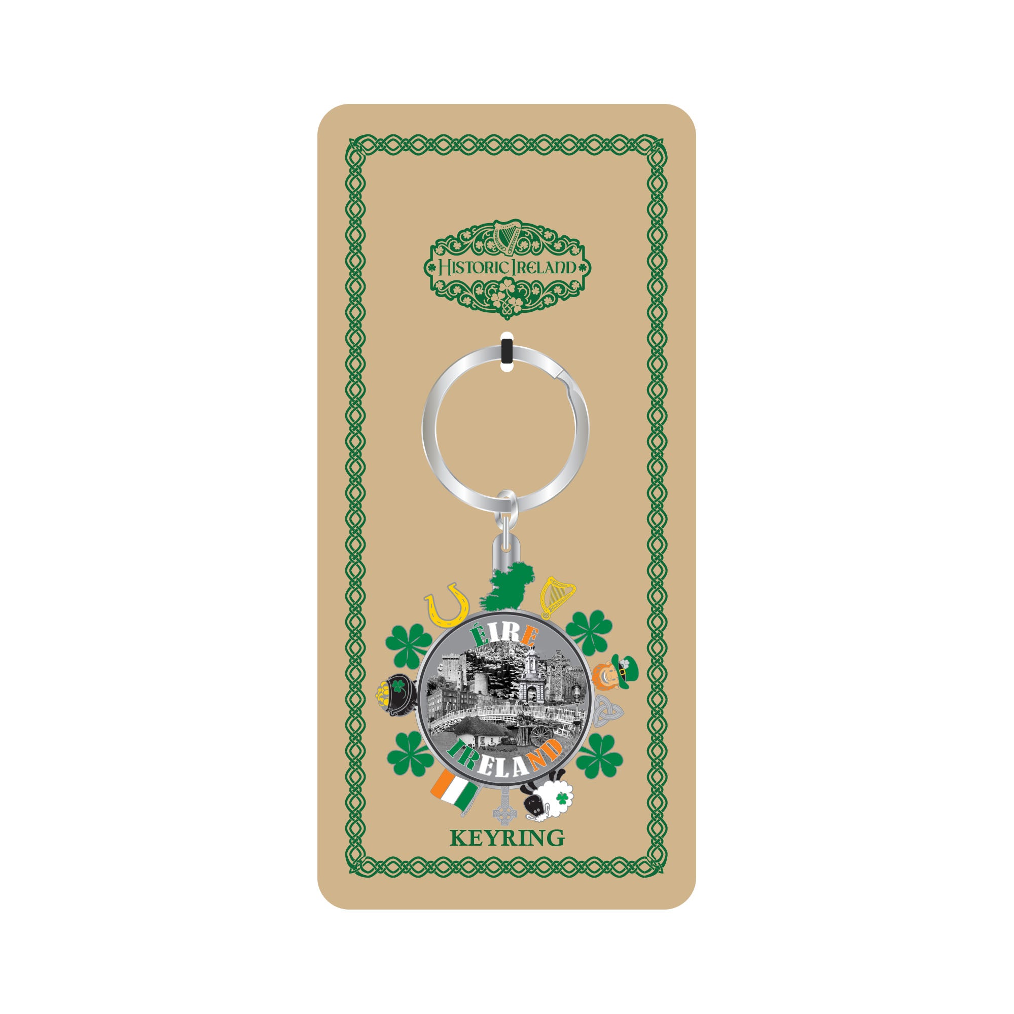 Ireland Spinning Metal Keyring 
