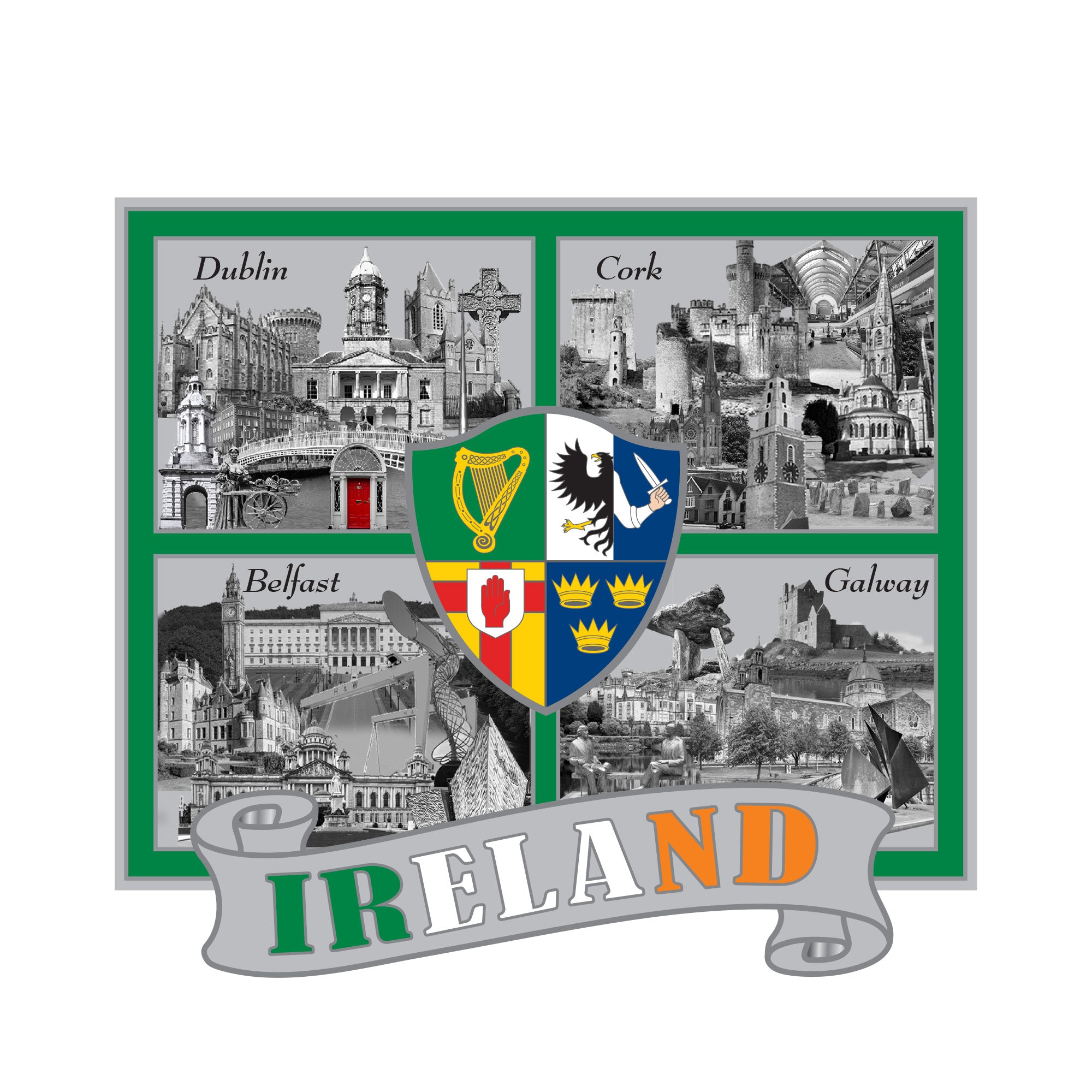 Ireland Four View Metal Magnet