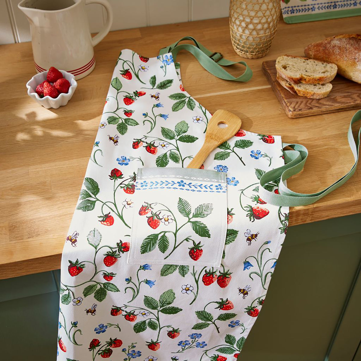 Strawberry Patch Cotton Apron 