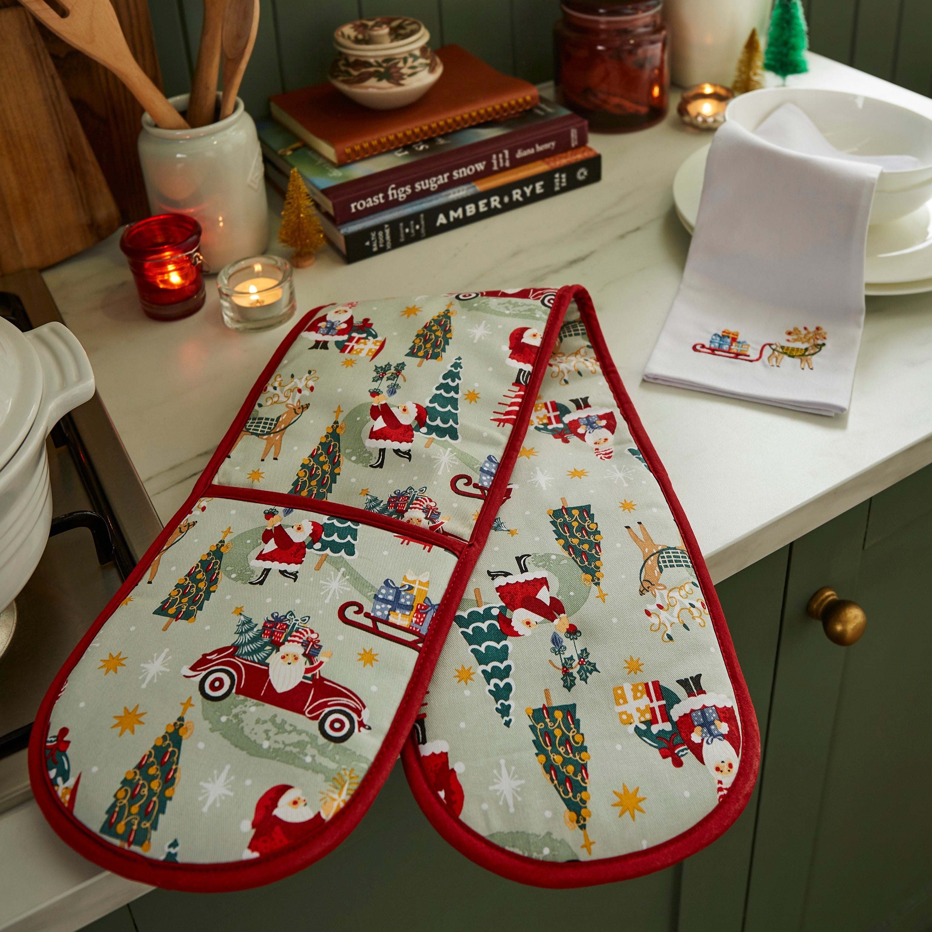 Tis the Season Christmas Double Oven Glove 